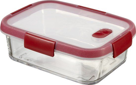 Curver Smart Cook Glazen Vershouddoos - Rechthoekig - 0,9 liter - Rood