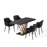 Vicco Ensemble de table à manger "Fenaro", Noir/Chêne doré, 120x80cm | avec 4 chaises de salle à manger