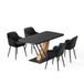 Vicco Ensemble de table à manger "Fenaro", Noir/Chêne doré, 120x80cm | avec 4 chaises de salle à manger