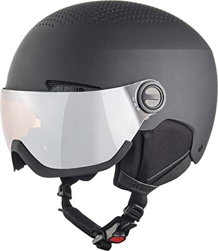 Alpina Unisex - Volwassenen, ARBER VISOR Skihelm, black matt, 58-61 cm