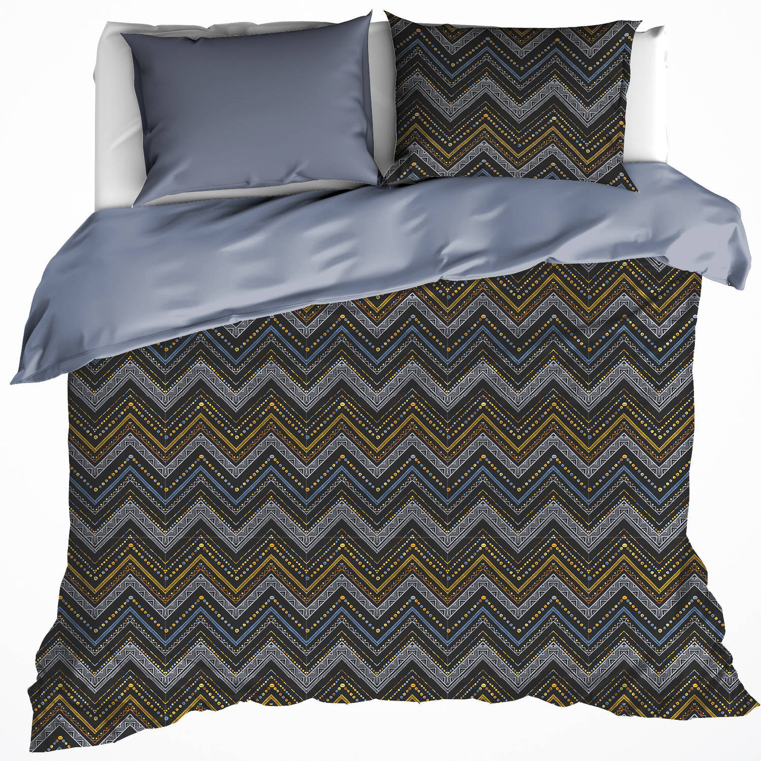 De Witte Lietaer dekbedovertrek sioux blue grey - lits jumeaux - 240 x 220 cm - katoen flanel