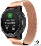 Strap-it Milanese bandje RVS rosé goud voor Garmin Fenix 5/6/7/E/8/Epix Gen 2/Quatix 5-6-7 Quickfit 22mm