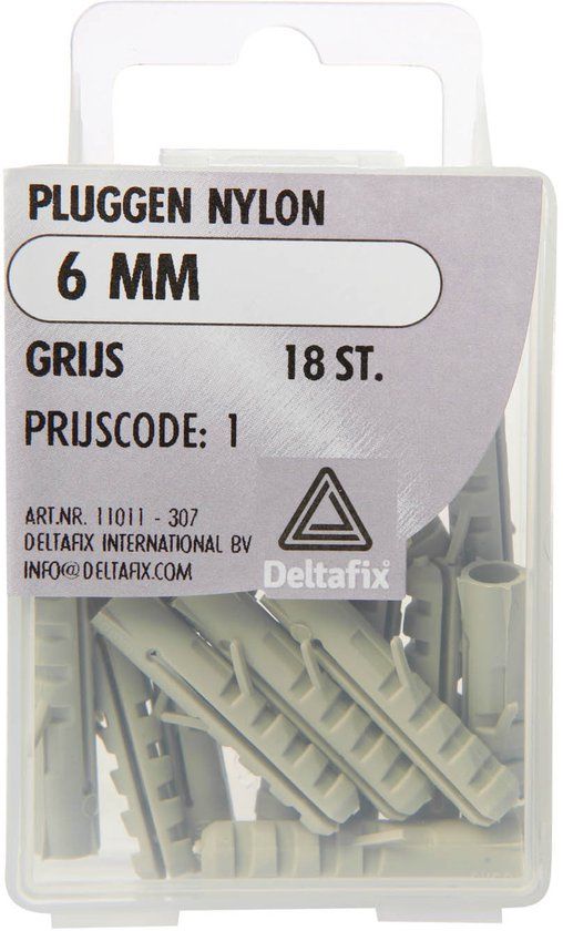 Deltafix Nylon pluggen 6mm Grijs 18 stuks