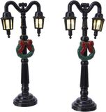 Decoris Kaemingk B.V. 2x Kerstdorp onderdelen straatverlichting lantaarnpalen kerstkrans 12,5 cm