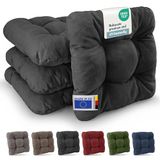 Beautissu HighLux SK – Set van 4 Premium Stoelkussen 40x40 cm Antraciet