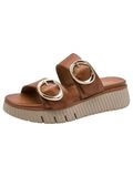 Tamaris WIDE FIT Dames Slipper 8-87217-46 305 H-breedte Maat: 40 EU Bruin Leer Rubber Kitten heel Casual schoenen Ronde neus
