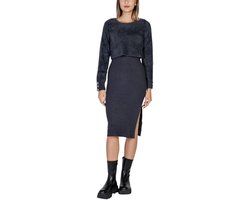 Morgan Fuzzy Knit Midi Sweater Dress Wo - Grey