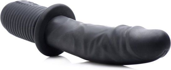 XR Brands Power Pounder - Vibrating and Thrusting Silicone Dildo - Black