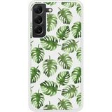 Samsung Galaxy S22 Feuilles de monstera Verstevigd hoesje met sublimatie bedrukking