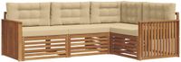 vidaXL - Acacia Hout Loungeset Hoekelement Natuurlijk en Beige 4-zits