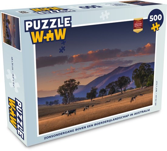 MuchoWow Puzzel Boom - Berg - Koe - Legpuzzel - Puzzel 500 stukjes