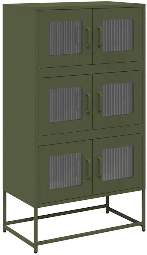 vidaXL Hoge kast 68x39x123 cm staal olijfgroen