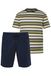 JP 1880 - Heren - Pyjama loungewear korte tweedelige set strepen tot 8XL - Vijvergroen - Maat XL