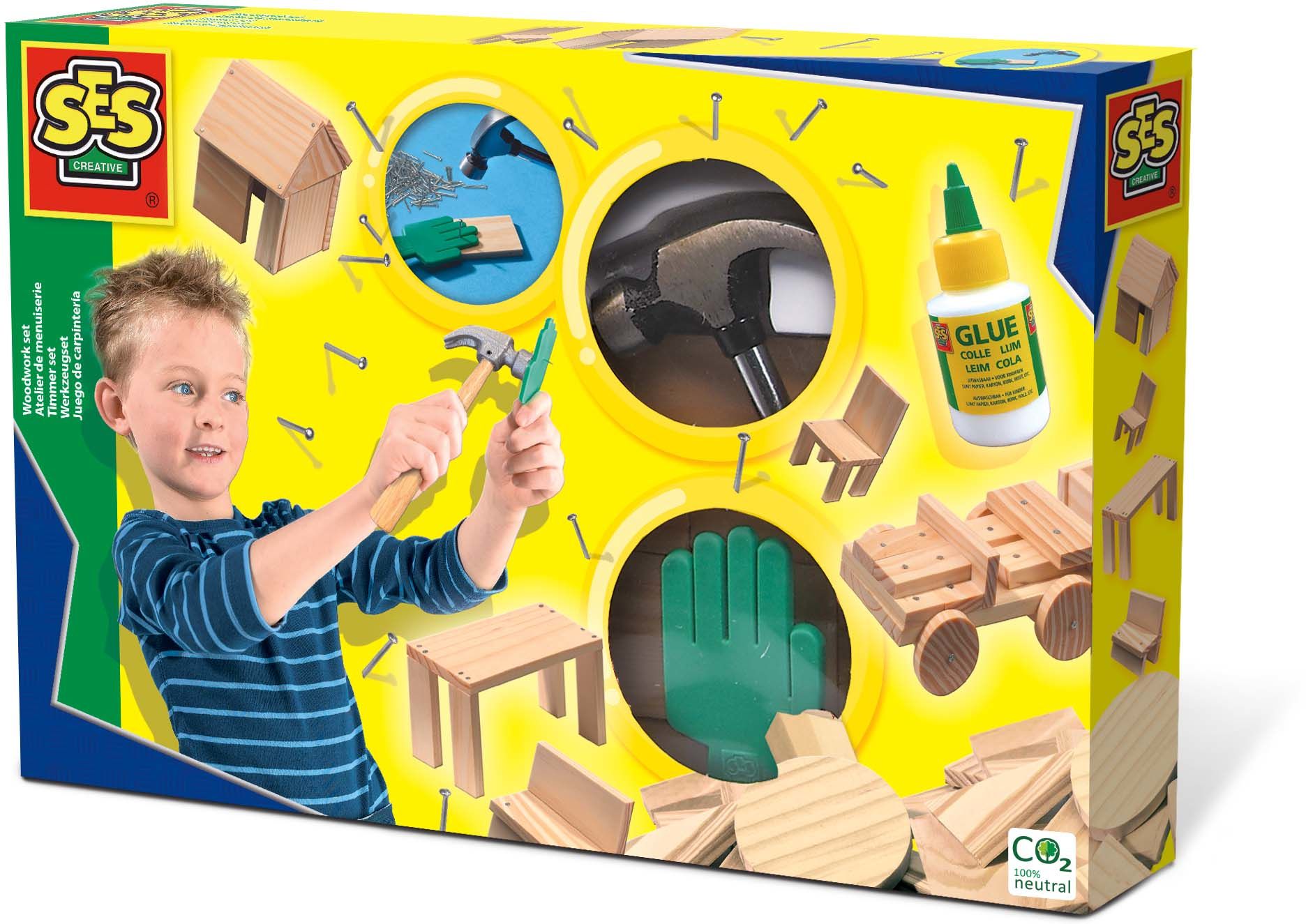 SES Creative Timmerset - Houten Bouwpakket voor Jongens - Vanaf 5 Jaar