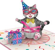 papercrush® Pop-up wenskaarten Verjaardagskat - Grappige 3D verjaardagskaart met kat - Bijzondere wenskaart met kattenmotief voor de verjaardag van kattenliefhebbers