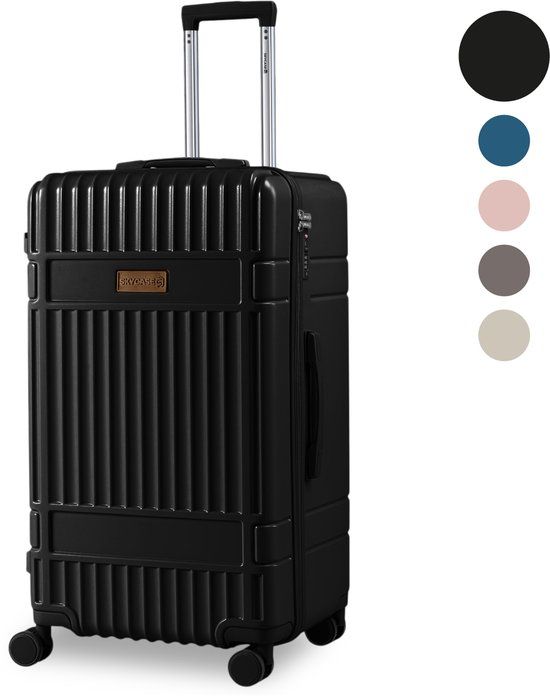 SKYCASES Trunk Reiskoffer – Classic Heritage – Extra Grote Koffer – 110L – TSA Slot – Lichtgewicht Trolley – 78x44x36 cm – Trunk Rolkoffer – Spinner Wielen – Zwart