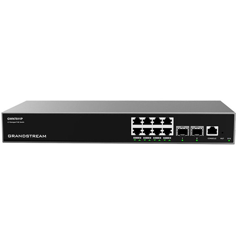 Grandstream GWN7811P - Managed L3 Gigabit Ethernet PoE Switch - 8 Port