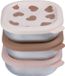 Béaba Snackbox Big Love - RVS Bewaarbakjes met Siliconen Deksel - 250 ml - 3 Stuks - Roze / Bruin / Grijs