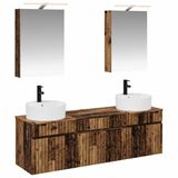 vidaXL Badkamerkast - set - 5 - st - Oud - hout - Bewerkt - hout
