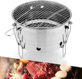 Holland Connections Petite Barbecue Grill d'extérieur portable en acier inoxydable - Grill pliable à charbon de bois pour pique-nique de camping