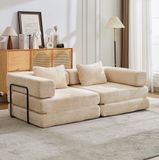 HAUSS SPOLE Canapé-lit - Banquette pliante - Canapé-lit 2 places avec fonction de couchage - Chenille Beige