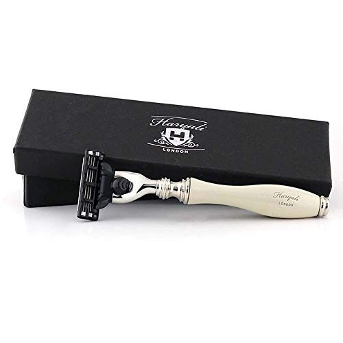 JAG SHAVING GERMANY Haryali Londen handgemonteerd ivoorkleurig driehoekig scheermes - 5056174605270