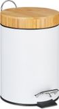 Relaxdays Pedaalemmer 3 liter - Grijs - Bamboe Deksel - Softclose