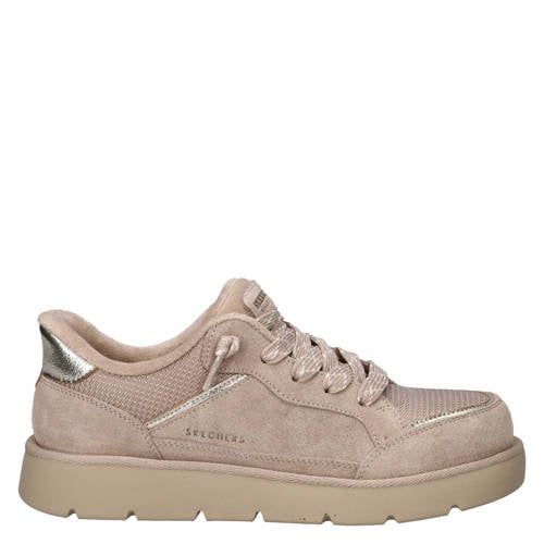 Skechers suède sneakers met profielzool - zand