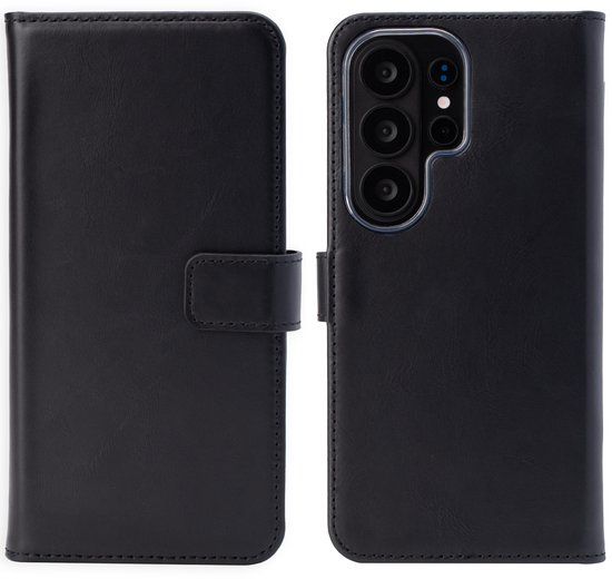 Selencia Echt Leren Bookcase voor de Samsung Galaxy S26 Ultra - Zwart
