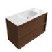 Saniclass Holz Frame Badkamermeubelset - 100x45x61.5cm - Flow solid surface wastafel wit - 1 wasbak - 1 kraangat - 2 lades - mat walnut pure (hout) SW1578599/SW1174115