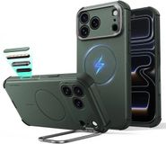 ESR Cyber Tough HaloLock Hoesje Geschikt voor Apple iPhone 17 Pro Max - Compatibel met MagSafe / Qi2 - Back Cover met Standaard - Cameraregelaar Control Knop - Groen