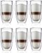 Bodum Pavina Dubbelwandige Latte Macchiato Glazen - 450 ml - Set van 6 - Transparant Glas