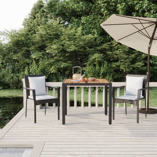 The Living Store Rattan Tuinset - Black - 2x Chair - Cream White Cushion