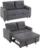 Homcom Slaapbank 2-zits donkergrijs Polyester