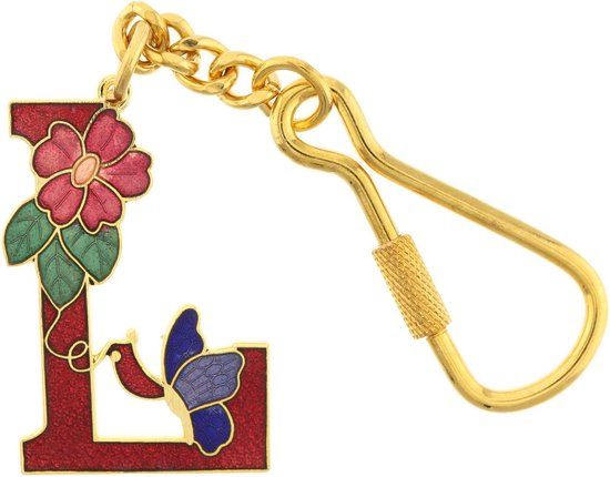 Behave® Sleutelhanger rood emaille letter L 4 cm