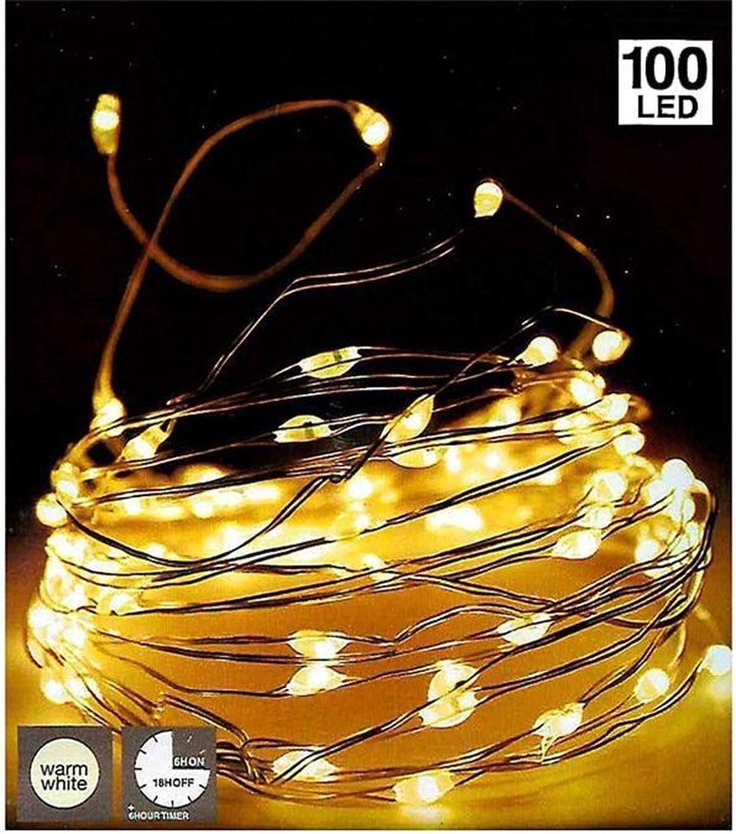 DecorativeLIghting Zilverdraad 100LED - met timer