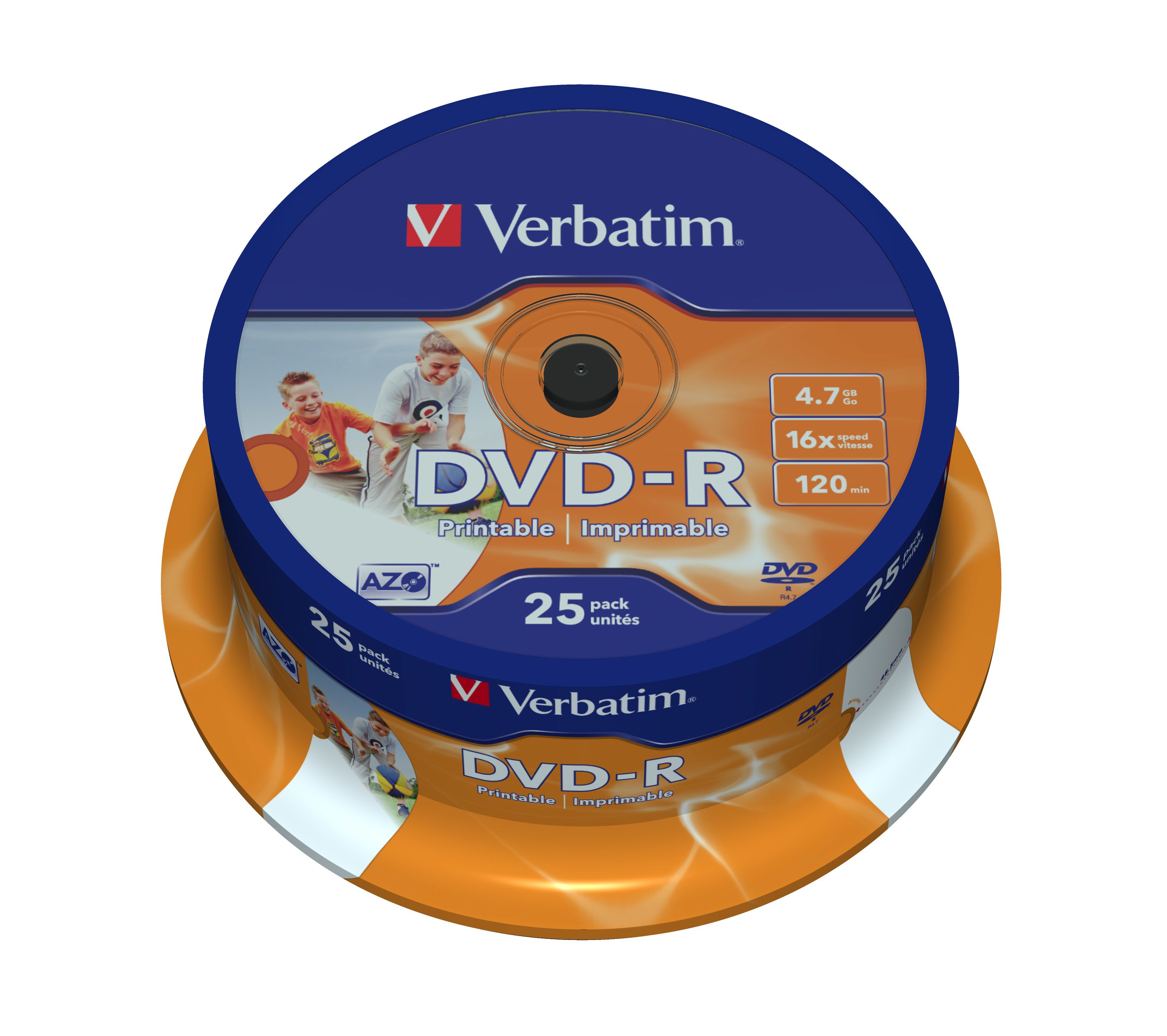 Verbatim DVD-R 4,7 GB - 16x, bedrukbaar, 25 stuks