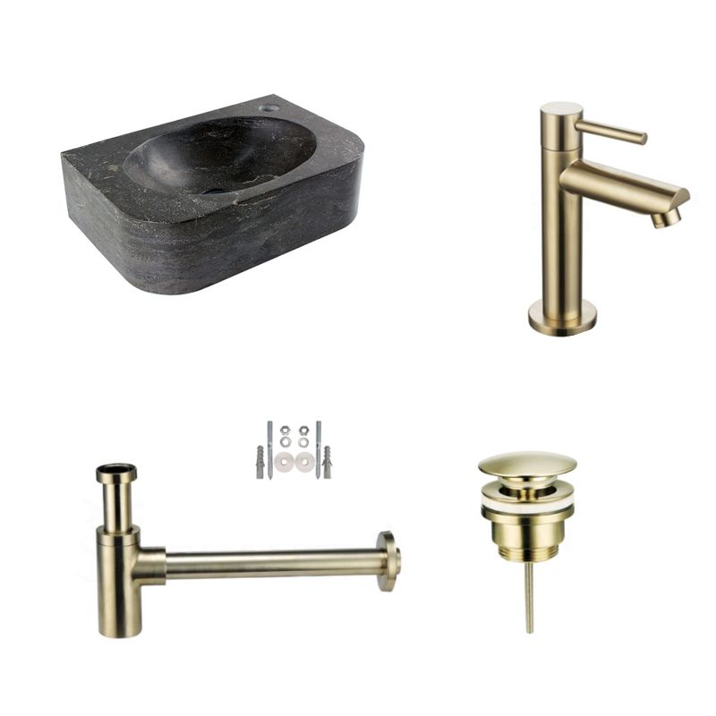 Badkamerplanet Fonteinset Hardstenen Flow Goud 35x24x10 cm - Kraangat Links