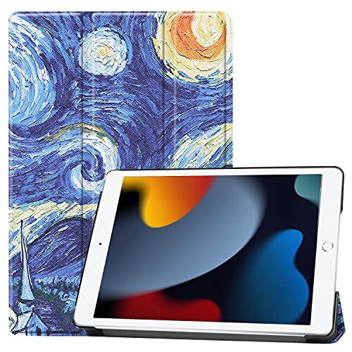 RanTuo Tablet hoesje voor iPad 10.2 (2021), PU-huid, licht en dun, waterdicht, stofdicht, anti-val beschermhoes voor iPad 10.2 (2021). (Sterrenhemel)