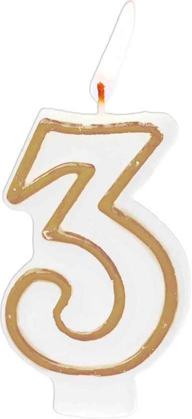 Folat Kaars cijfer 3 simply chique gold 9 cm