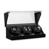 Klarstein Horlogeopwinder – Horlogekast, Horlogebox, Watch Winder, Carbon-look, voor 6 Automatische Horloges, 4 Bewegingsmodi, Kijkvenster, Net- en Batterijvoeding, Stil, Zwart