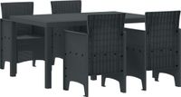 vidaXL 5-delige tuinset antraciet polyrotan eettafel