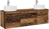 vidaXL Badkamerkast - set - 3 - st - Oud - hout - 161.5 - x - 44.5 - x - 82 - cm