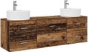 vidaXL Badkamerkast - set - 3 - st - Oud - hout - 161.5 - x - 44.5 - x - 82 - cm