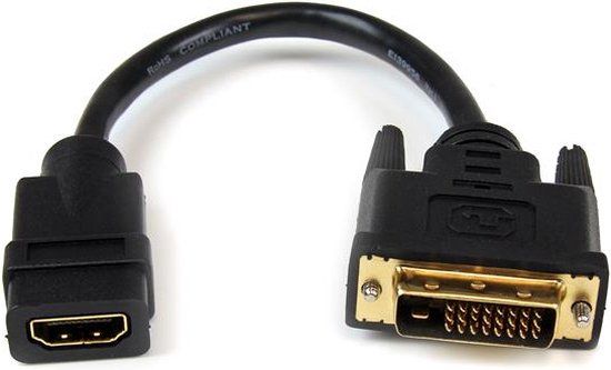 StarTech.com 20cm HDMI naar DVI-D Video Verloopkabel HDMI Vrouwtje naar DVI Mannetje