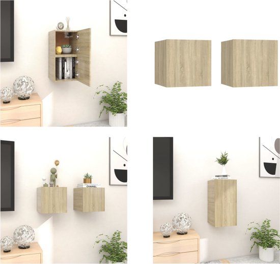 vidaXL Tv-wandmeubelen 2 st 30,5x30x30 cm sonoma eikenkleurig
