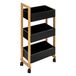 5five Five - Rolwagen voor badkamer, 3 niveaus, van bamboe en hout, zwart, H 80 cm