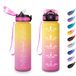 Drinkfles 1 liter waterfles met tijdweergave, met rietje, lekvrij, gemakkelijk te openen, motiverende waterfles voor kamperen, hardlopen, reizen, school