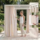 ROOM99 Garden Line Outdoorgordijn met lussen, weerbestendig, waterdicht, inkijkbescherming, zonwering, voor tuin, 155 x 270 cm breed x hoogte, lichtcrème
