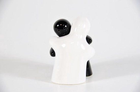 Floz Design Floz Peper & Zoutstel - Omhelzing - Zwart Wit - 10 cm - Fairtrade - Huwelijkscadeau